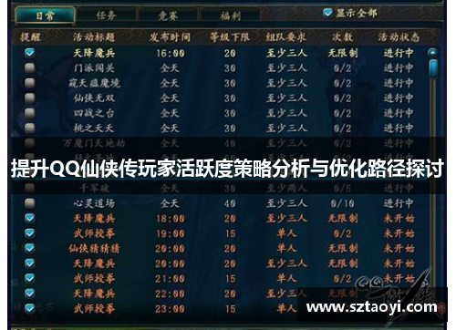 提升QQ仙侠传玩家活跃度策略分析与优化路径探讨